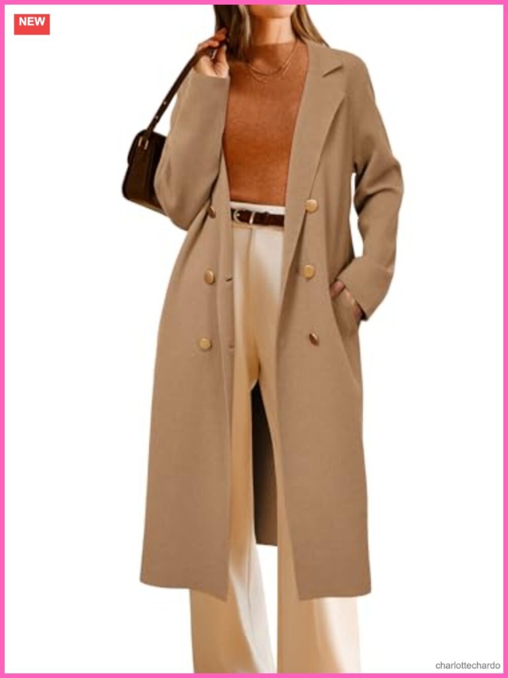 Women's Wool Blend Double Breasted Long Cardigan
